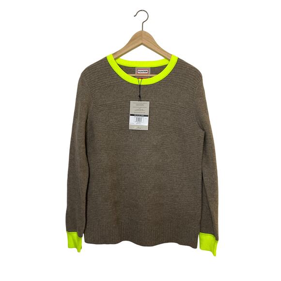 HUNTER ORIGINAL Neon Accent Wool Jumper - Picture 1 of 16